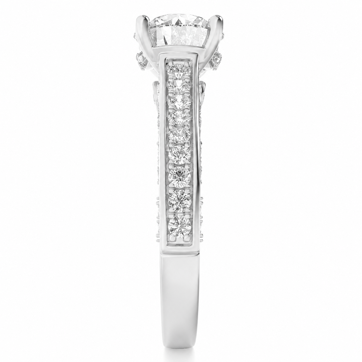 2.00 CT Round Cut Lab Grown Diamond Hidden Halo Side Stone Ring