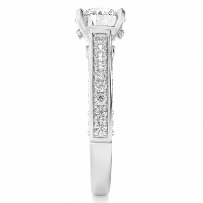 2.00 CT Round Cut Lab Grown Diamond Hidden Halo Side Stone Ring