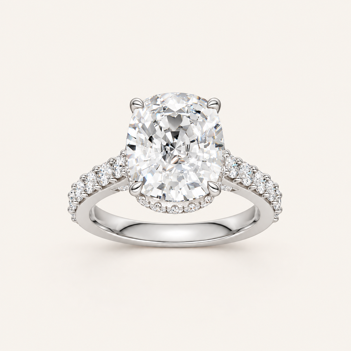6.00CT Oval Cut Lab Grown Diamond Side Stone Ring