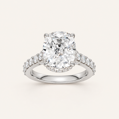 6.00CT Oval Cut Lab Grown Diamond Side Stone Ring