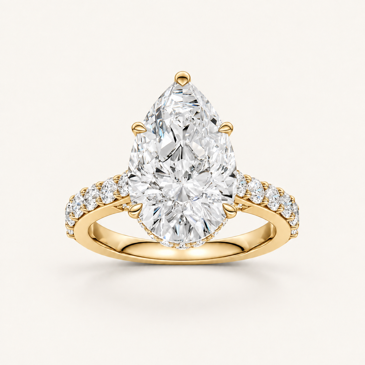 6.00CT Pear Cut Lab Grown Diamond Side Stone Ring