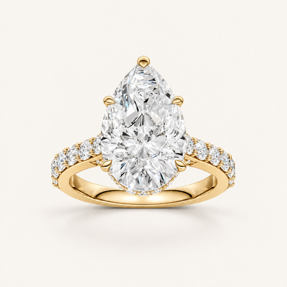 6.00CT Pear Cut Lab Grown Diamond Side Stone Ring