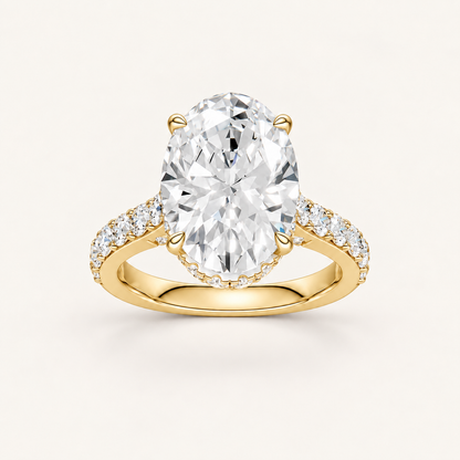 6.00CT Oval Cut Lab Grown Diamond Hidden Halo Side Stone Ring