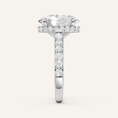 6.00CT Oval Cut Lab Grown Diamond Hidden Halo Side Stone Ring