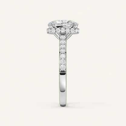 4.50CT Cushion Cut Lab Grown Diamond Hidden Halo Side Stone Ring