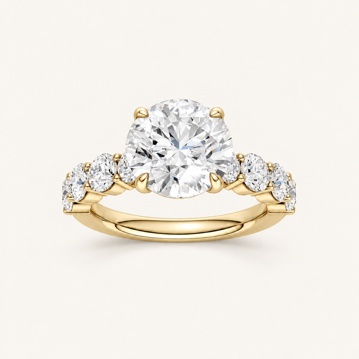 4.50CT Cushion Cut Lab Grown Diamond Side Stone Ring