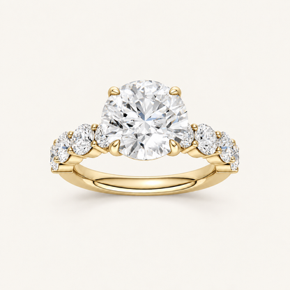 4.50CT Cushion Cut Lab Grown Diamond Side Stone Ring