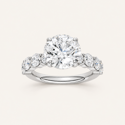 4.50CT Cushion Cut Lab Grown Diamond Side Stone Ring