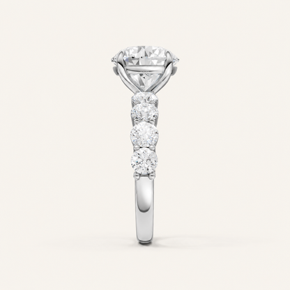 4.50CT Cushion Cut Lab Grown Diamond Side Stone Ring