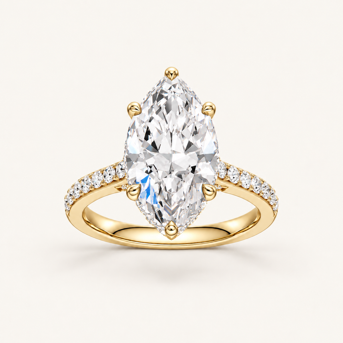 3.50CT Marquise Cut Lab Grown Diamond Hidden Halo Side Stone Ring