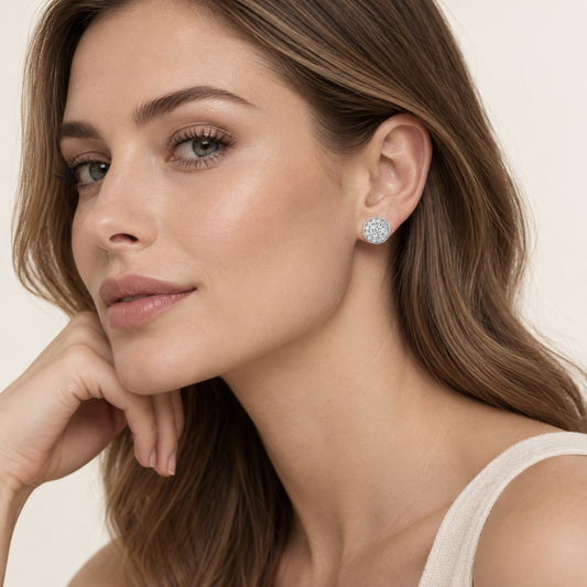 1CT Round Cut Lab Grown Diamond Halo Stud Earrings