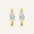 1.5CT Oval Cut Lab Grown Diamond Solitaire Huggie Earrings