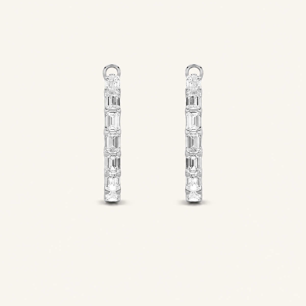 4CT Emerald Cut Lab Grown Diamond Inside Out Hoop Earrings