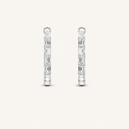4CT Emerald Cut Diamond Earring