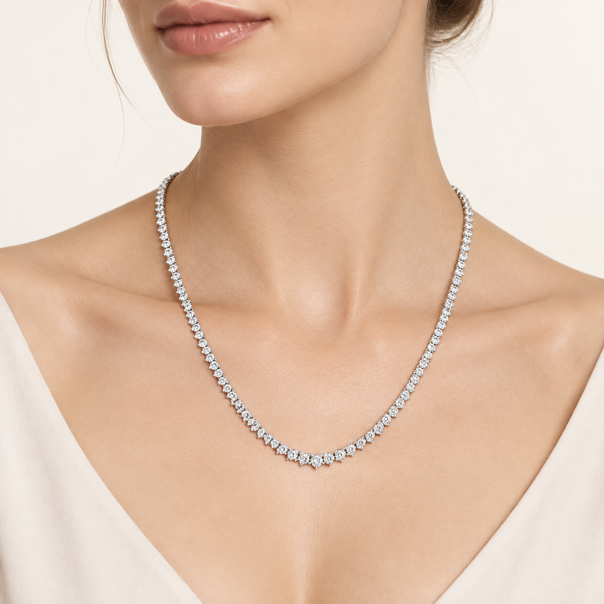10.00CT Round Cut Lab Grown Diamond Tennis  Necklace