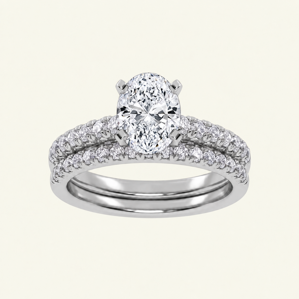 1.50CT Oval Cut Lab Grown Diamond Bridal Set