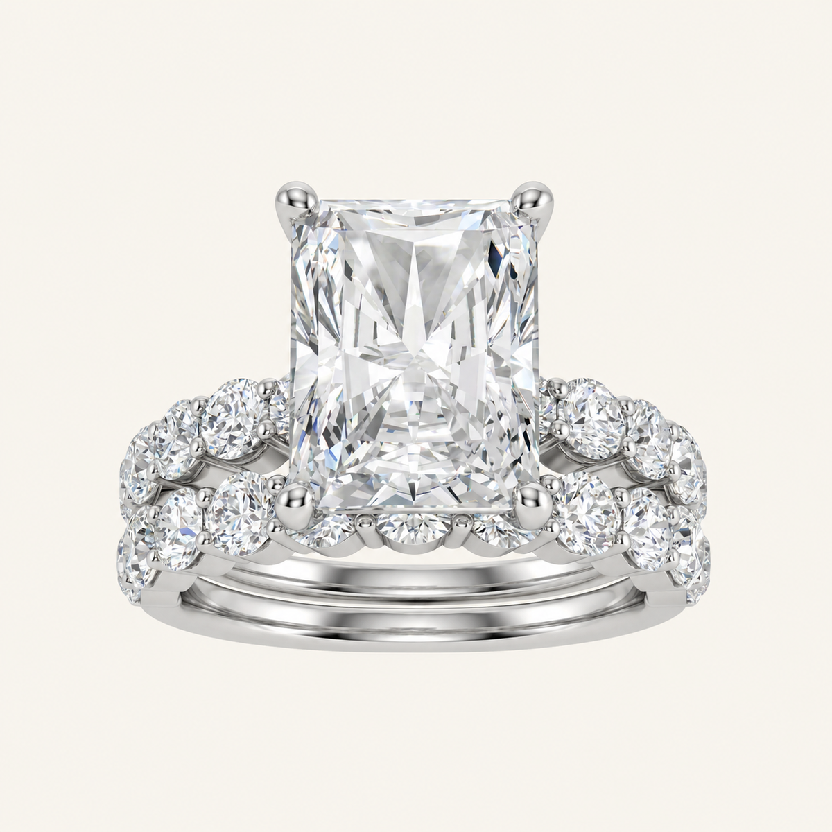 4.00CT Radiant Cut Lab Grown Diamond Bridal Set