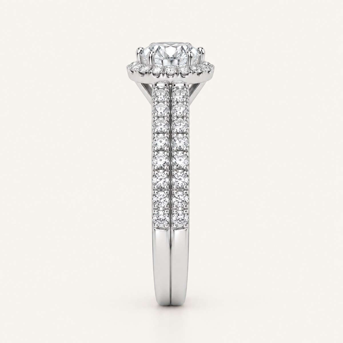 0.50CT Round Cut Lab Grown Diamond Halo Bridal Set