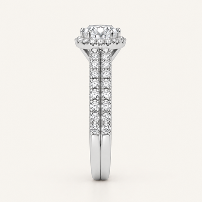 0.50CT Round Cut Lab Grown Diamond Halo Bridal Set