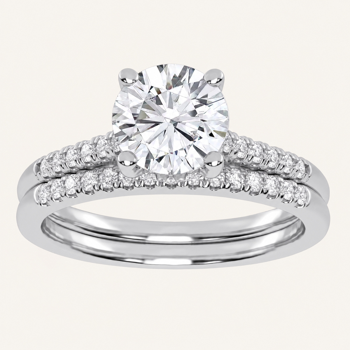 1.26CT Round Cut Lab Grown Diamond Bridal set