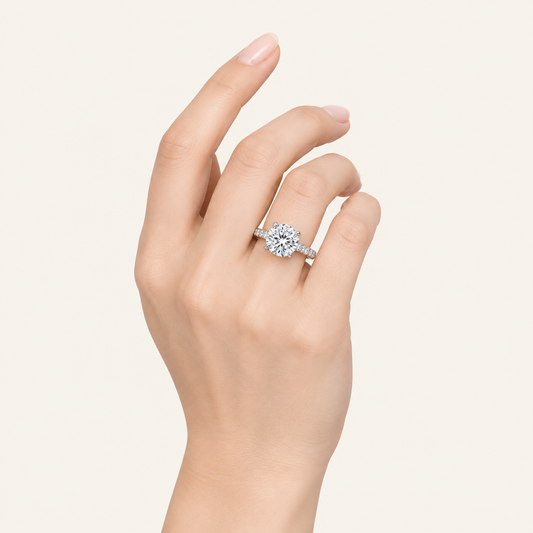 4.50CT Round Cut Lab Grown Diamond Side Stone Ring