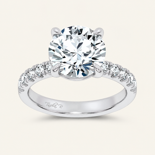 4.50CT Round Cut Lab Grown Diamond Side Stone Ring