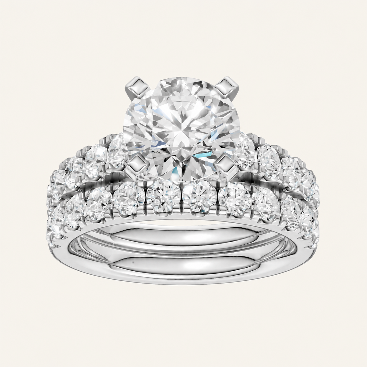 3.50CT Round Cut Lab Grown Diamond Bridal Set