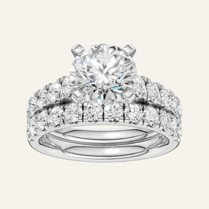 3.50CT Round Cut Lab Grown Diamond Bridal Set