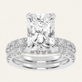 4.44CT Emerald Cut Lab Grown Diamond Doubble Halo Bridal Set