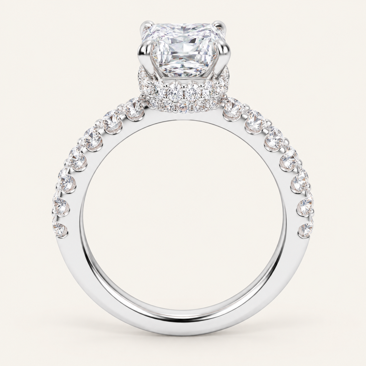 4.44CT Emerald Cut Lab Grown Diamond Doubble Halo Bridal Set
