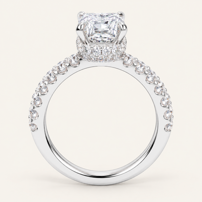4.44CT Emerald Cut Lab Grown Diamond Doubble Halo Bridal Set