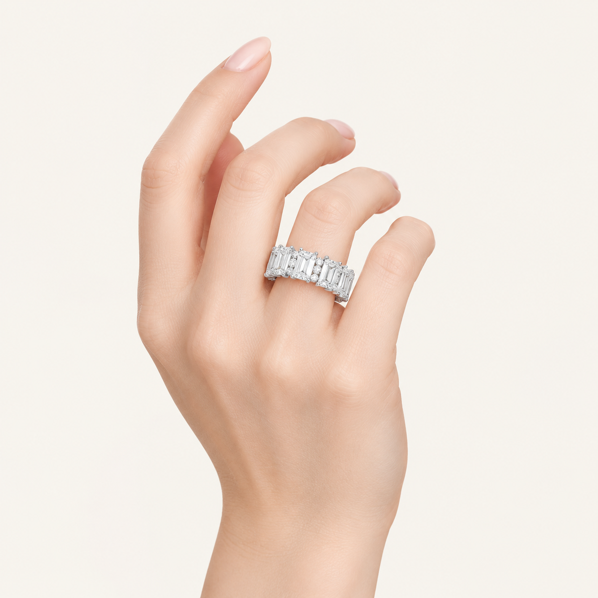 5.00CT Emerald Cut Lab Grown Diamond Eternity Band