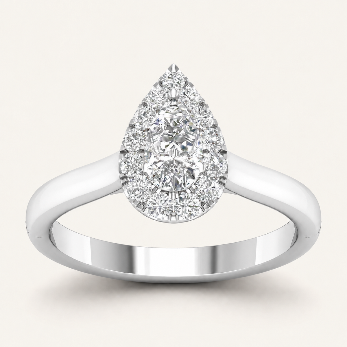 0.75CT Pear Cut Lab Grown Diamond Halo Ring