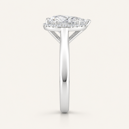 0.75CT Pear Cut Lab Grown Diamond Halo Ring