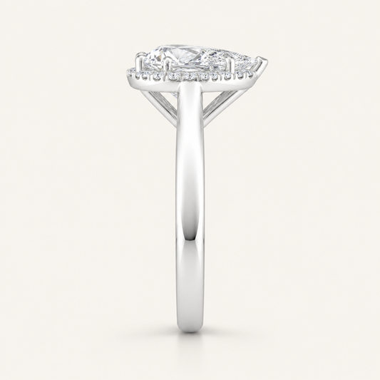 0.75CT Pear Cut Lab Grown Diamond Halo Ring