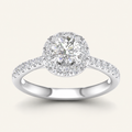 1.00CT Round Cut Lab Grown Diamond Halo Side Stone Ring