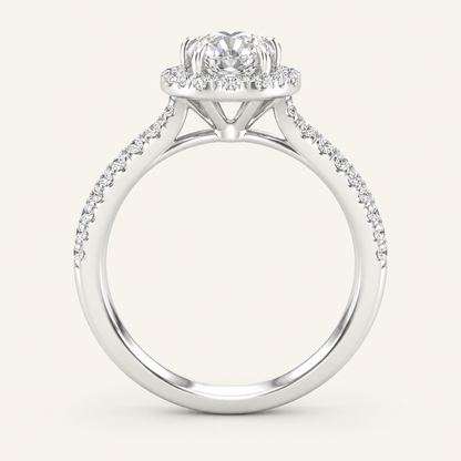 1.00CT Round Cut Lab Grown Diamond Halo Side Stone Ring