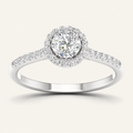 0.75CT Round Cut Lab Grown Diamond Halo Side Stone Ring