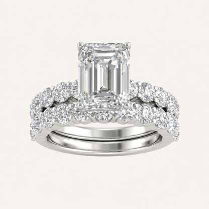 4.00CT Emerald Cut Lab Grown Diamond Bridal Set