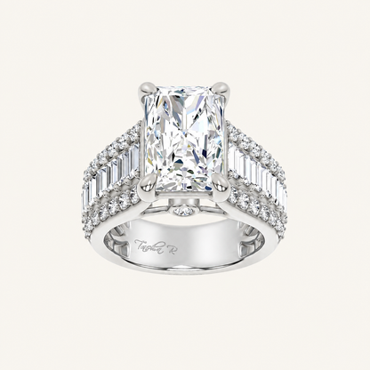 6.50CT Radiant Cut Lab Grown Diamond Side Stone ring