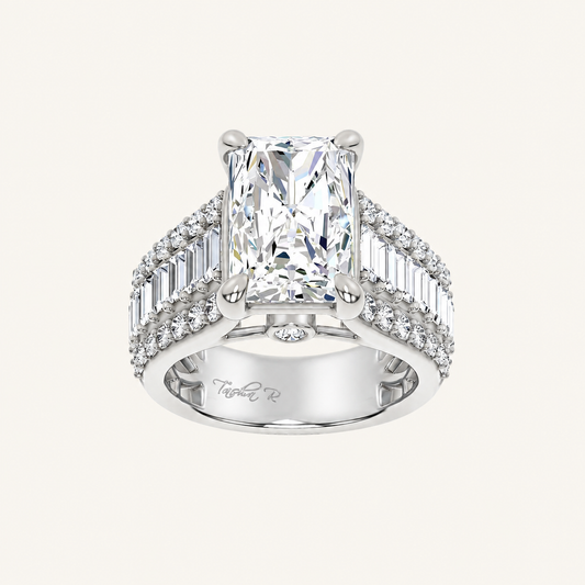 6.50CT Radiant Cut Lab Grown Diamond Side Stone ring