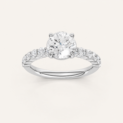 2.00CT Round Cut Lab Grown Diamond Side Stone Ring