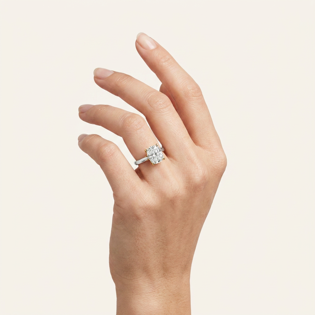 1CT Elongated Cushion Cut Lab Grown Diamond Solitaire Ring