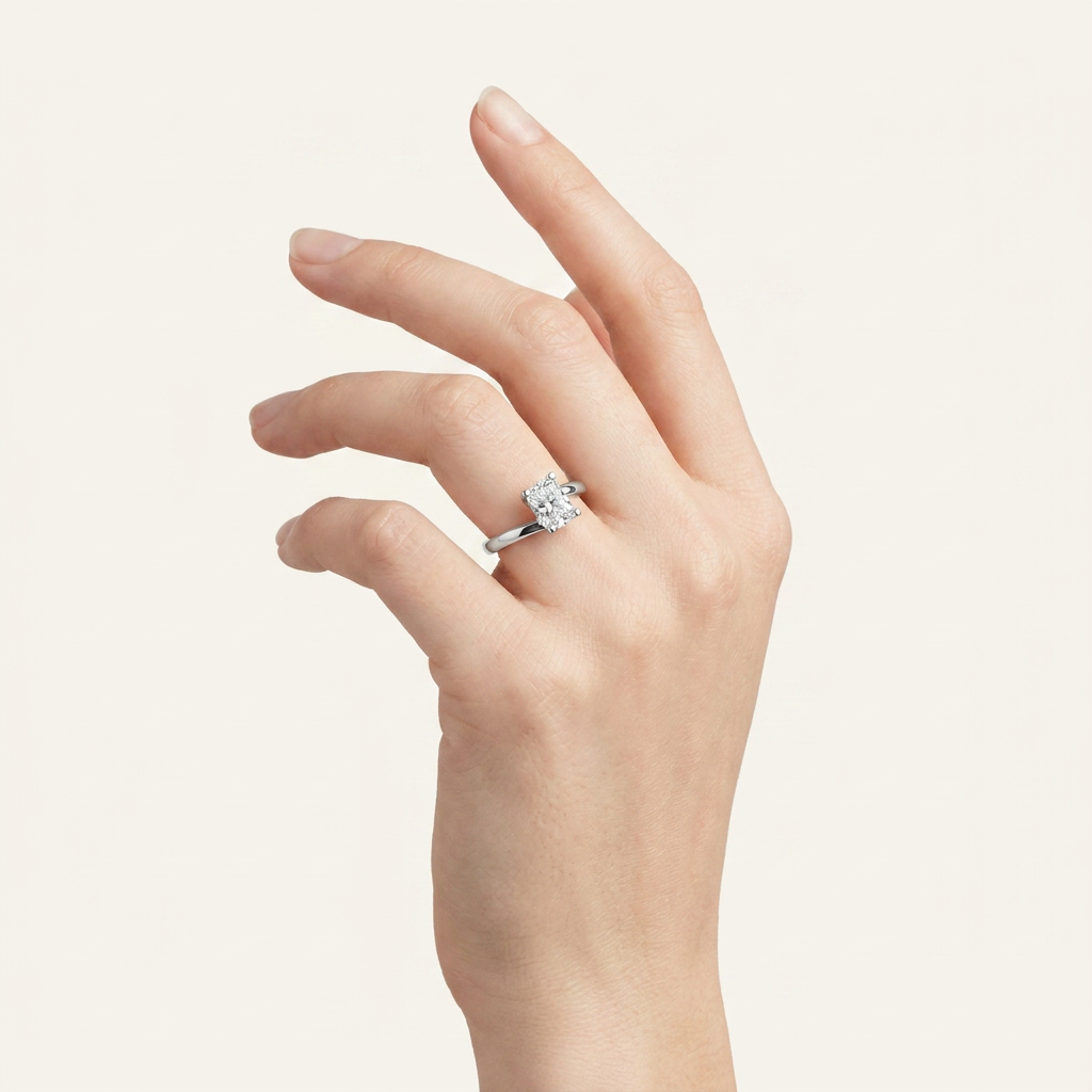1CT Elongated Cushion Cut Lab Grown Diamond Solitaire Ring