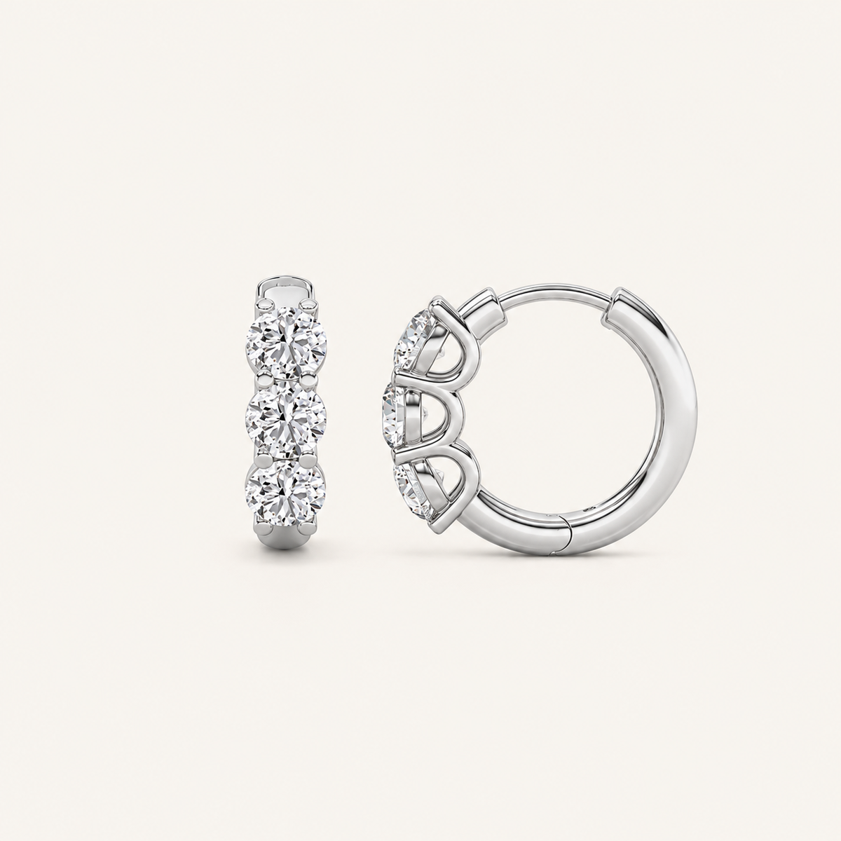 2CT Round Cut Lab Grown Diamond Hoop Earrings