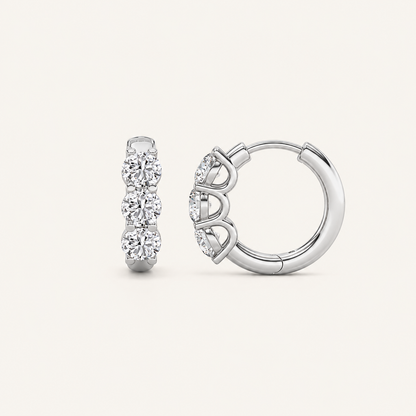 2CT Round Cut Lab Grown Diamond Hoop Earrings