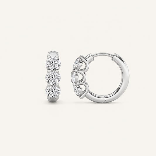 2CT Round Cut Lab Grown Diamond Hoop Earrings