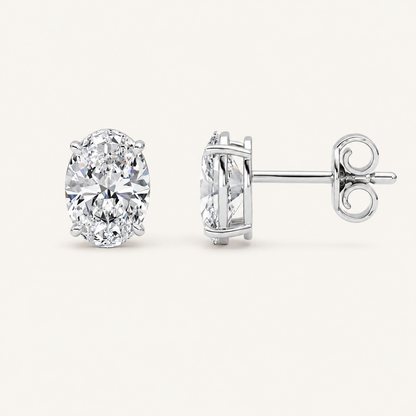 4CT Oval Cut Lab Grown Diamond Stud Earrings