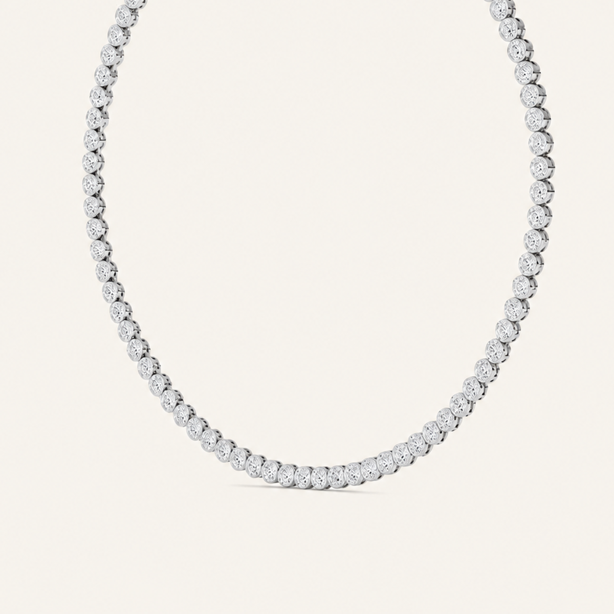 10CT Round Cut Lab Grown Diamond Bezel Set Tennis Necklace