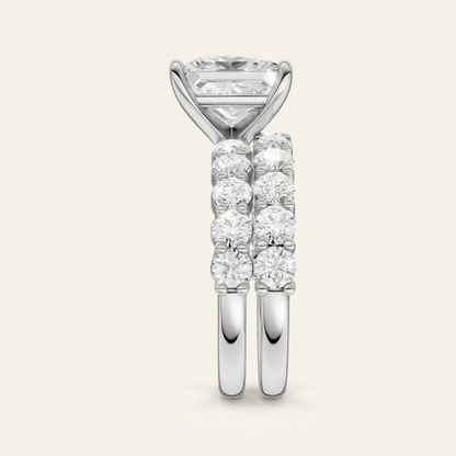 6.00CT Princess Cut Lab Grown Diamond Bridal Set